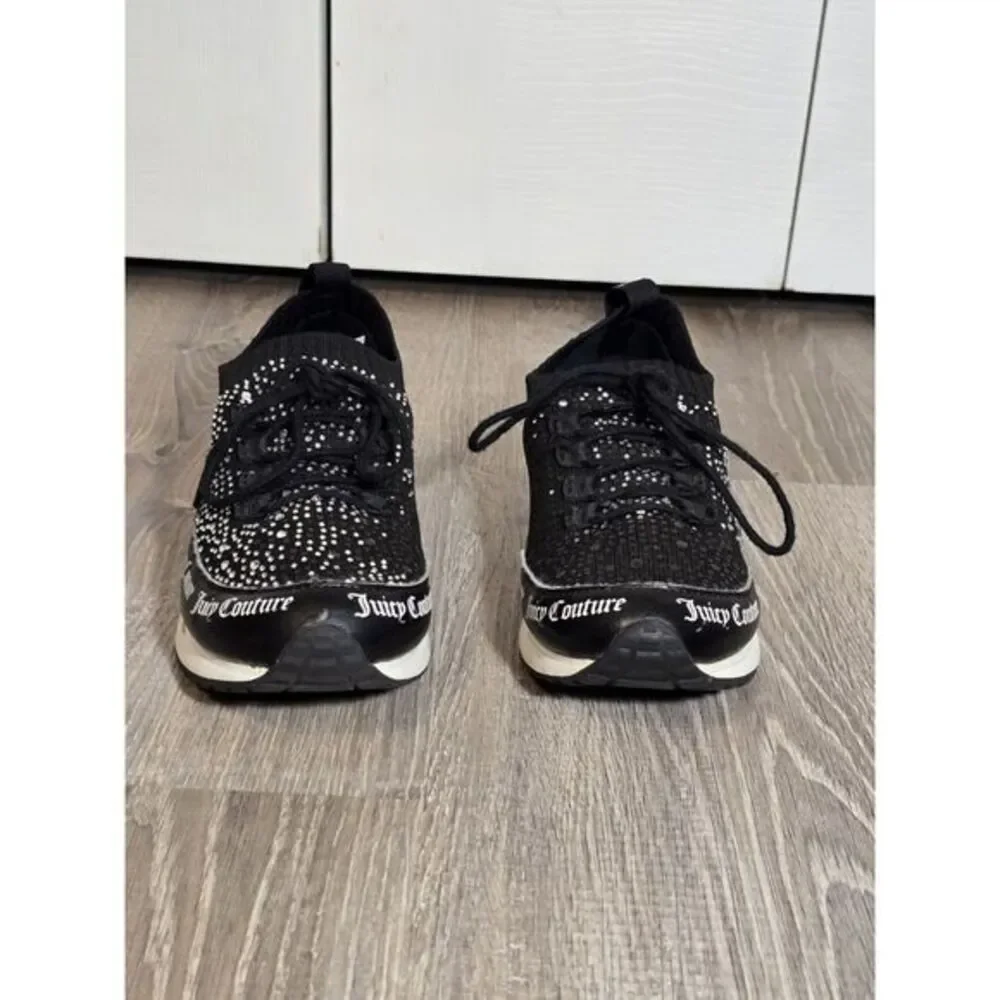 Juicy Couture‎ Bellamy Black Rhinestone Lace-up Sneakers Size 6 - Picture 3 of 13